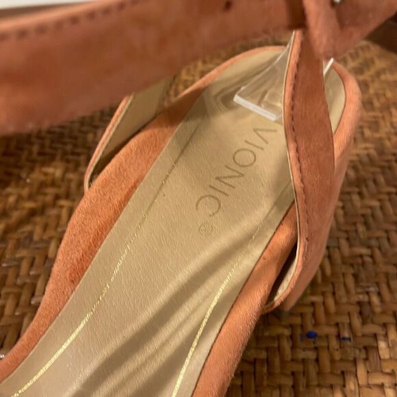 Vionic Rosabel pink suede bow tie heels size 7 - Picture 10 of 13